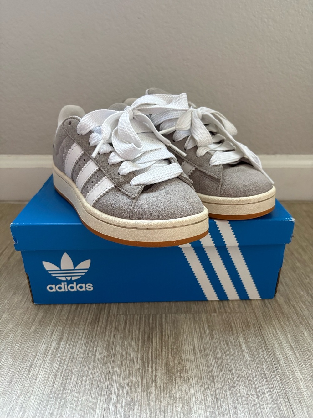 adidas mens Suede Sneakers in Gray and White
